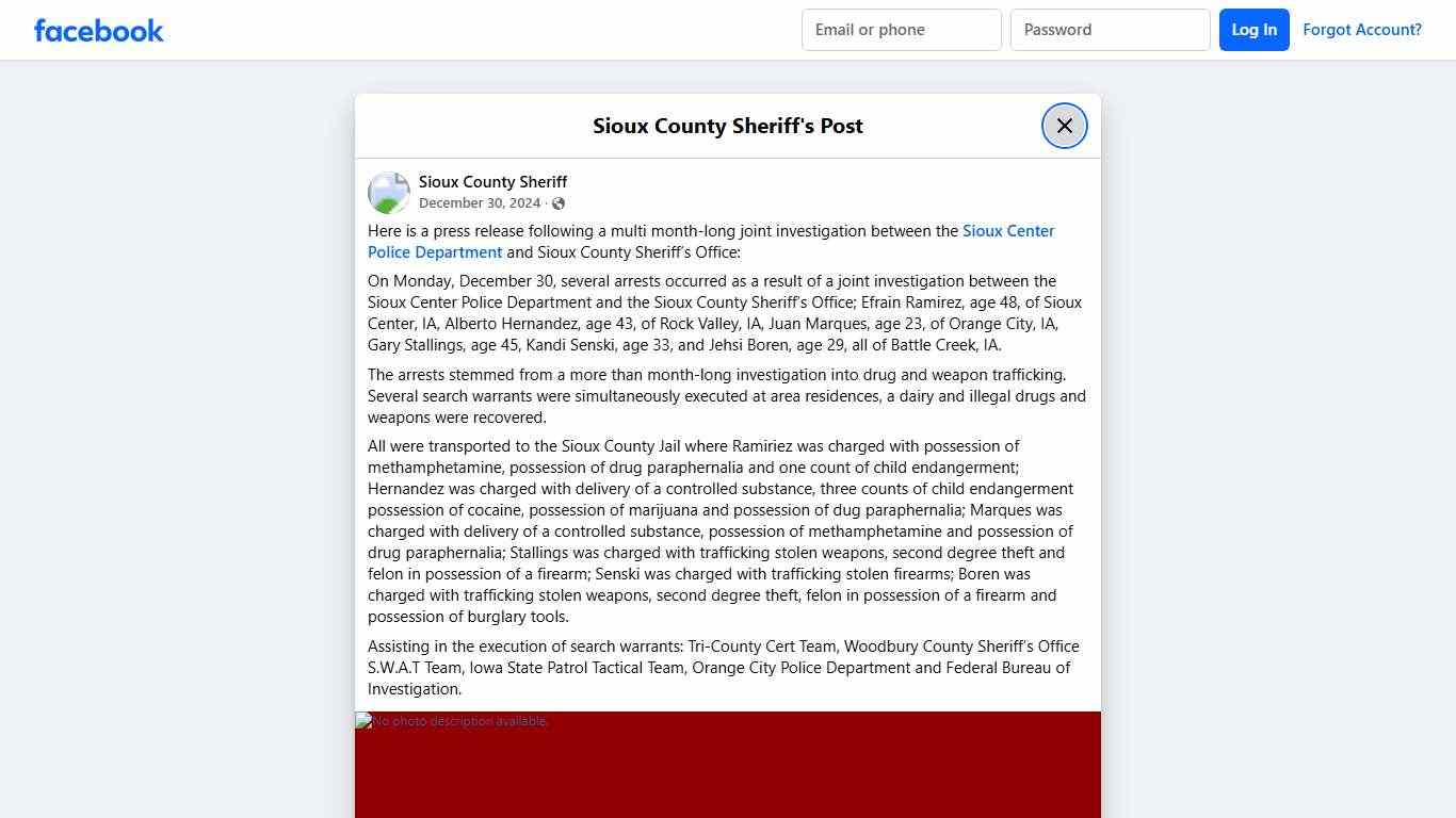 Here is a press release following a... - Sioux County Sheriff Facebook